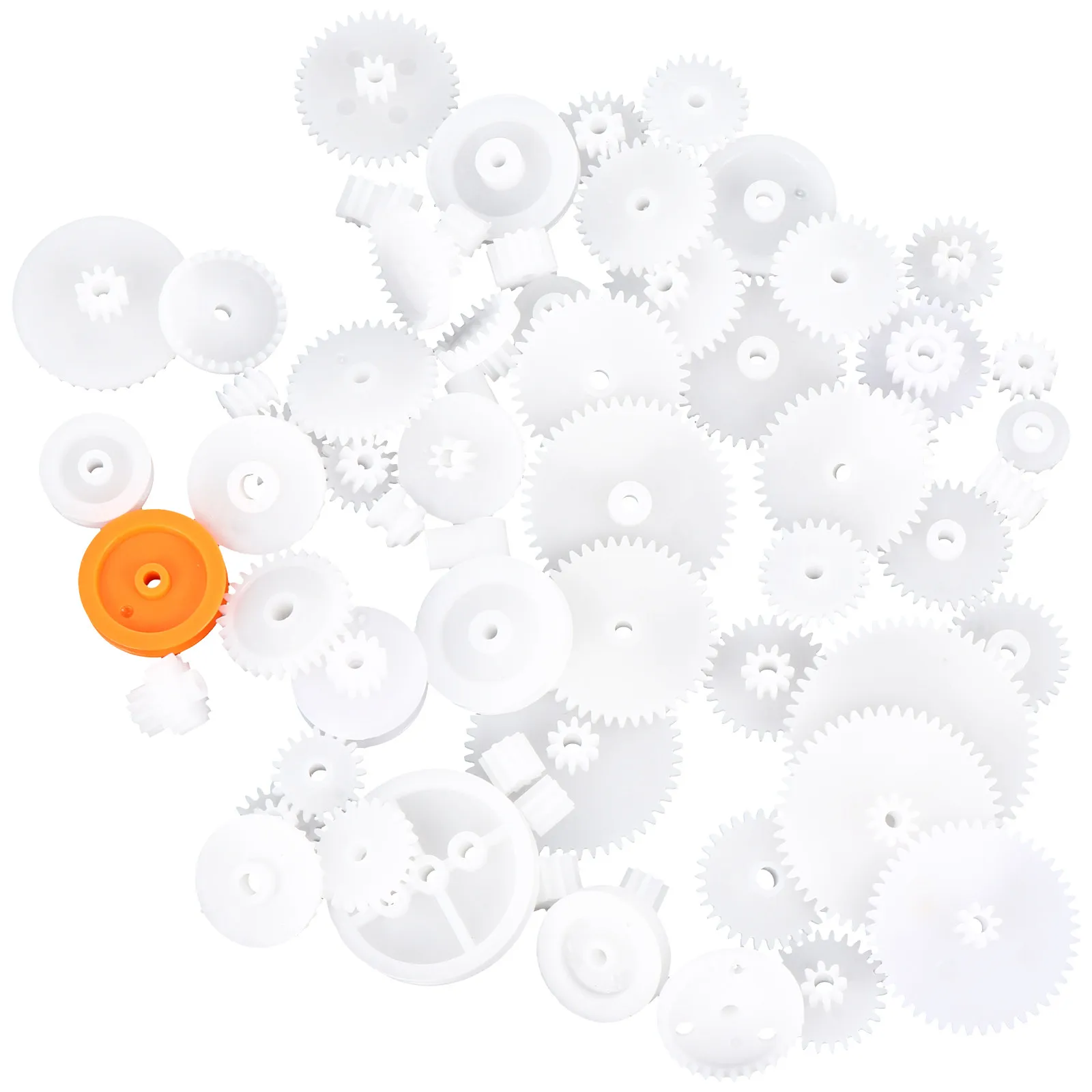 

64Pcs Gear Package Set Plastic Assorted Crown Worm Single Double Gears Pulley Belt for DIY Science Mechanical Design Production