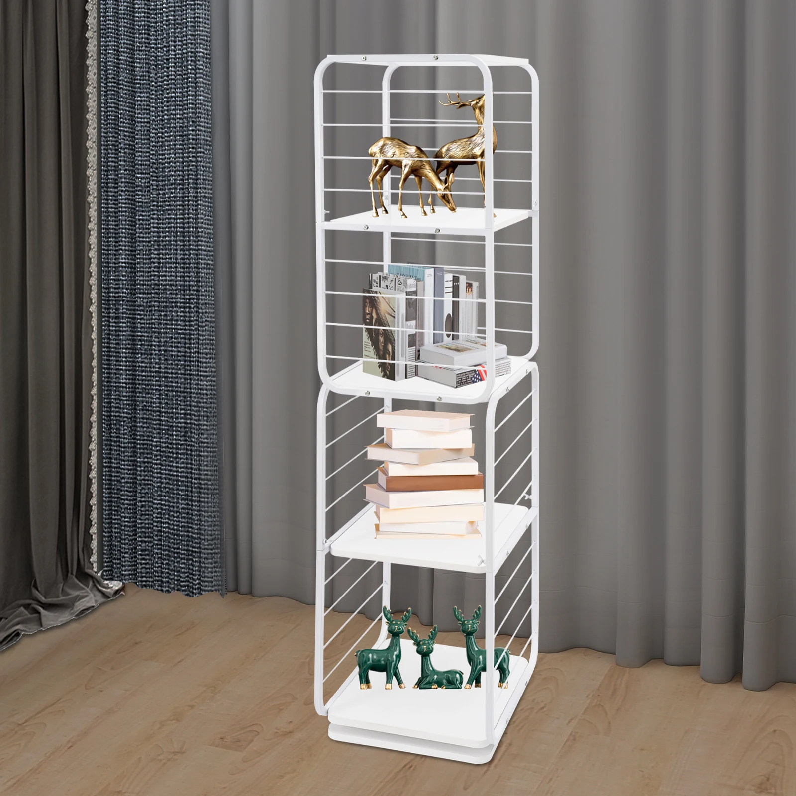 4-Tier Rotating Bookshelf 360° Rotating Bookshelf Bookshelf for Bedroom Living Room