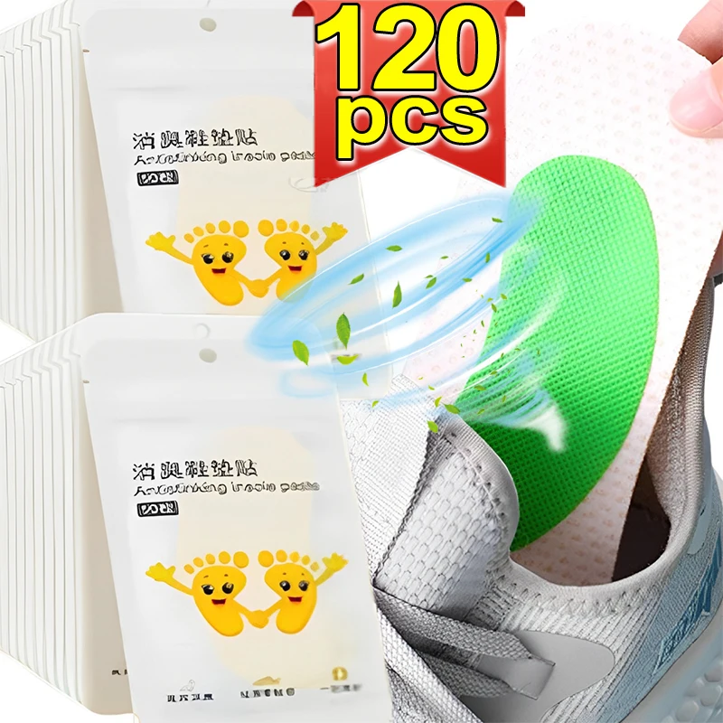 12/120Pcs 신발 탈취제 스티커 탈취제 발 냄새 운동화 냄새 신선한 과일 아로마 깔창 살균 스티커 도매