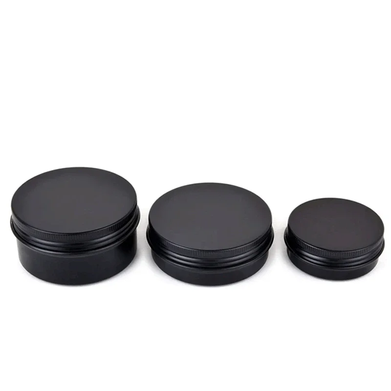 20Pcs Empty Candle Jars With Lid Wholesale Black Aluminium Tin Box Cosmetic Jar Makeup Orgainzer Tea Spice Cans kit de viaje