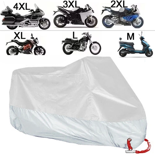 Imagen 1 del producto Cubierta de motocicleta totalmente plateada, reflectante, impermeable, a prueba de polvo, protección UV para todas las estaciones, cubierta para Moto y Scooter al aire libre M 4XL 2025