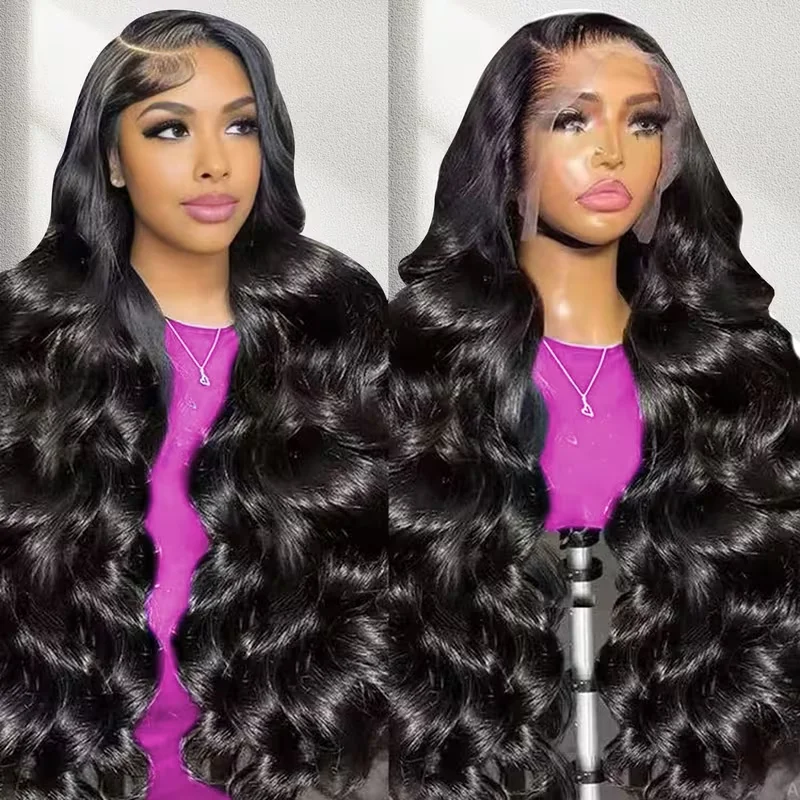 

Body Wave 13x4 HD 13x6 Lace Transparent Lace Front 200 Density 360 Human Hair Wig Black Frontal Wigs 40 46 Inch PrePlucked Lace