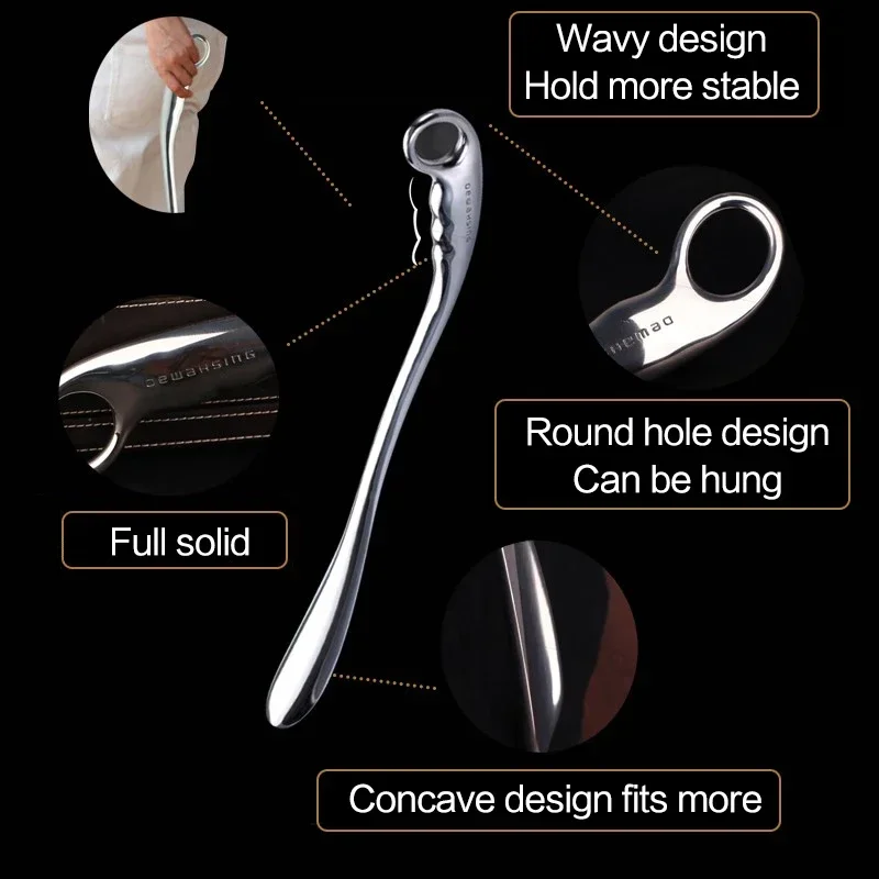 Professional Metal Shoe Horn Long Handle 52cm Portable Shoe Helper Leather Shoe Lifter for High Heels Suspended Shoe Spoon view 4