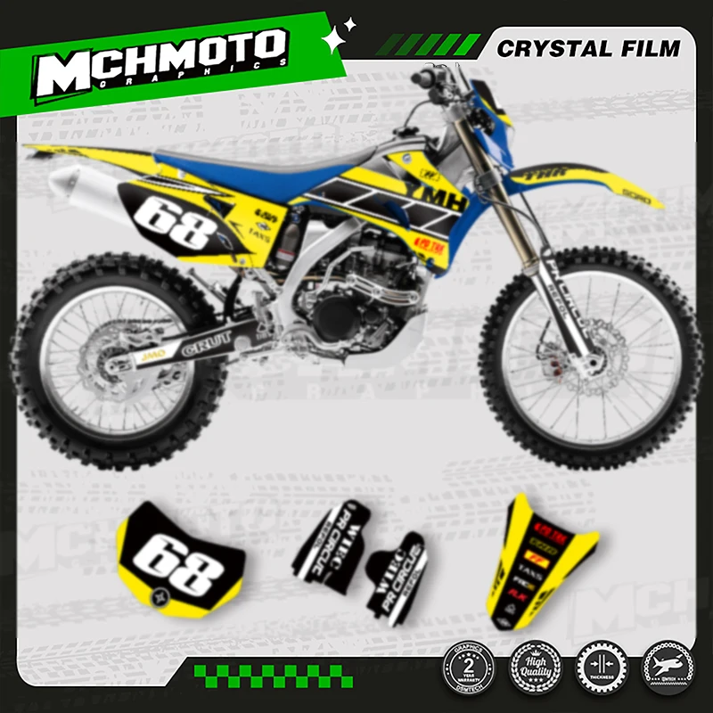 

MCHMFG Full Set Motorcycle Graphics Decal Stickers Kits For YAMAHA WRF450 2007-2011 WRF250 2007-2014 Number Name Custom