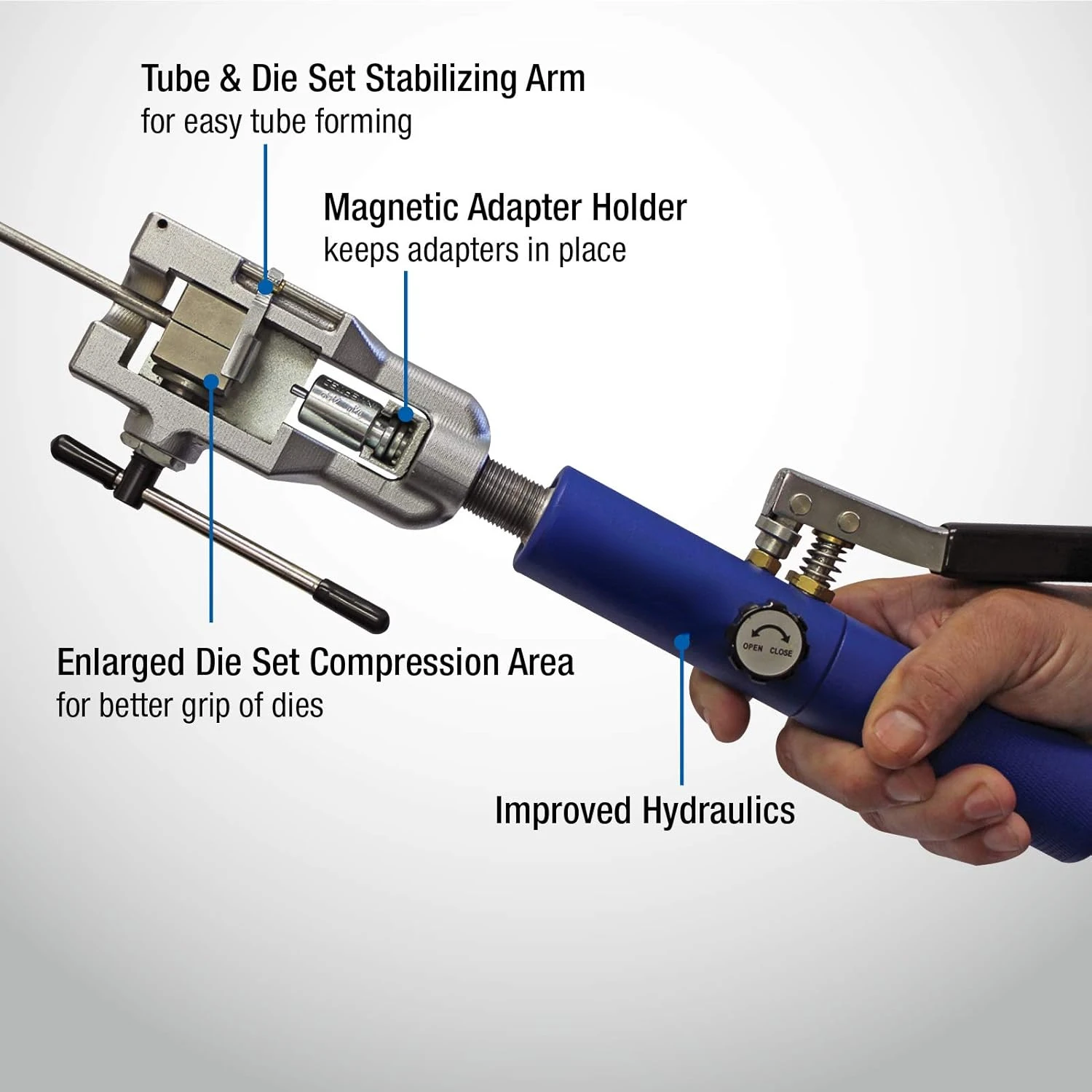 Mastercool 72475-PRC Universal Hydraulic Flaring Tool Set with Tube Cutter, Blue and Silver