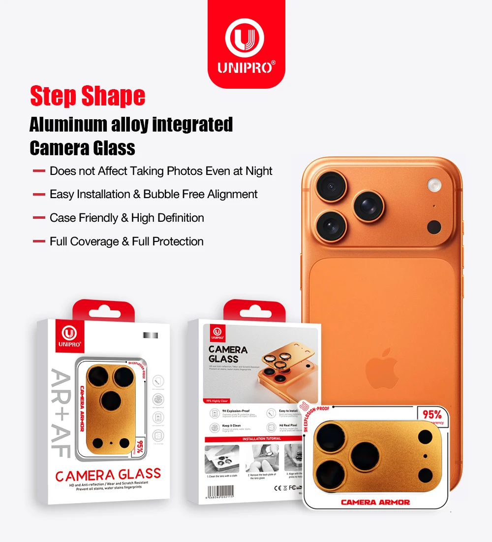 

UNIPRO Armor Camera Lens Protector For iPhone 17Pro Max 17Pro Metal Case Ring Back Lens Tempered Glass Cover for iPhone17Pro Cap