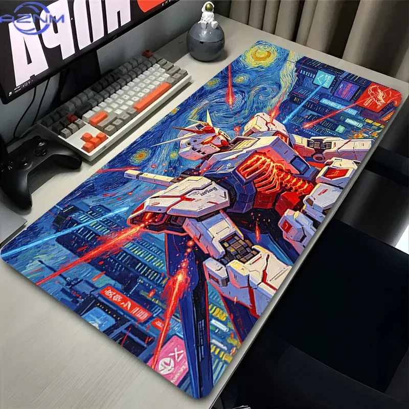 Anime Mecha Futuristic City Starry Night Art Mouse Pad, Rubber Non-Slip Gaming Desk Mat, Smooth Surface Keyboard Pad for PC Gami