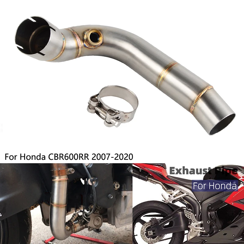 Für CBR600RR F5 2005-2019 Jahre Slip on Motorradauspuff vorne mittleres Verbindungsrohr Edelstahl Schalldämpfer Moto Escape