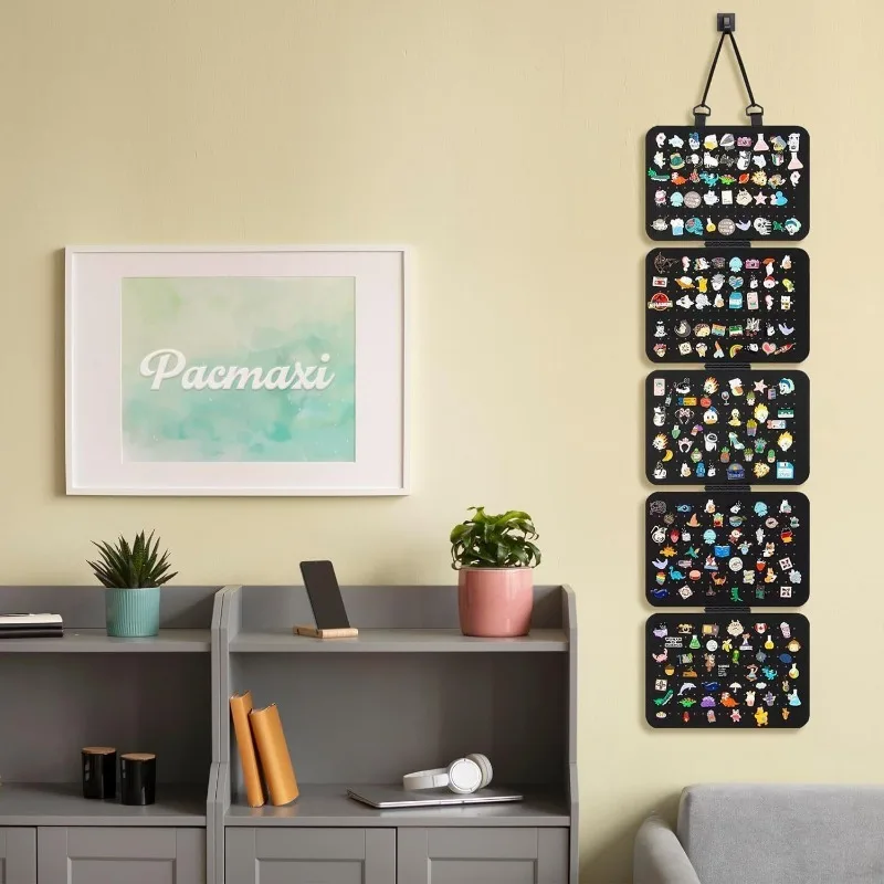 Wall-mounted Felt Accessory Display Stand with Five Layers for Storing Earrings and Necklaces Wall-mounted Storage Bag