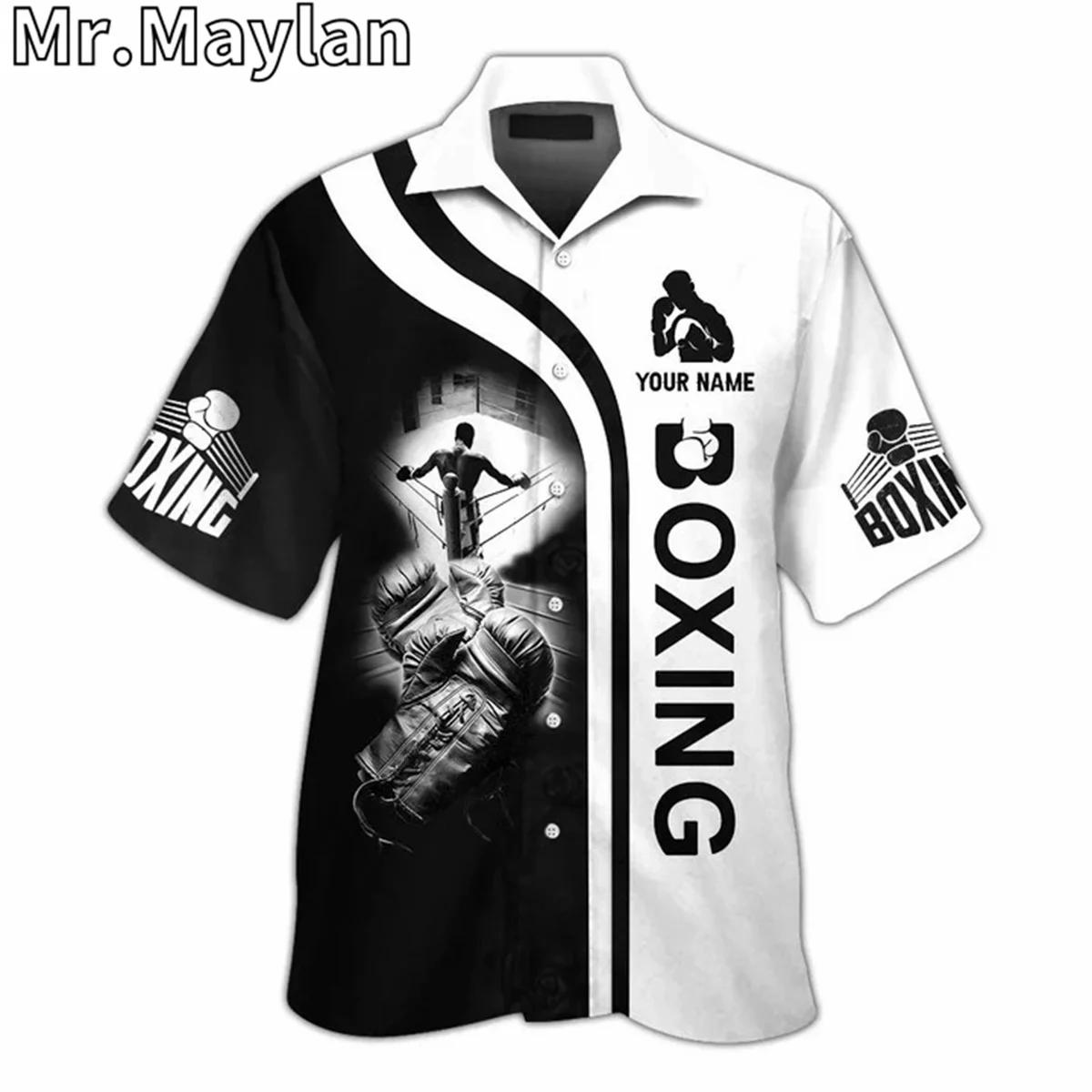 CUSTOM NAME BOXING LOVERS Sport 3D Hawaii Shirt Men Summer Short Sleeve Tee Men Shirts 2024 Oversized 5XL Chemise Homme -11