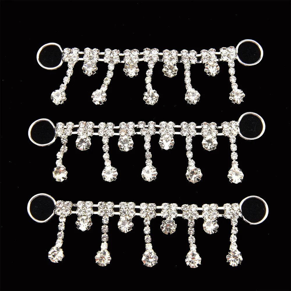 2Pcs/Lot  Rhinestone Tassels Reinforce Chain Connectors Crystal Swimming Wear Bikini Decoration Crafts Clothing Accessories