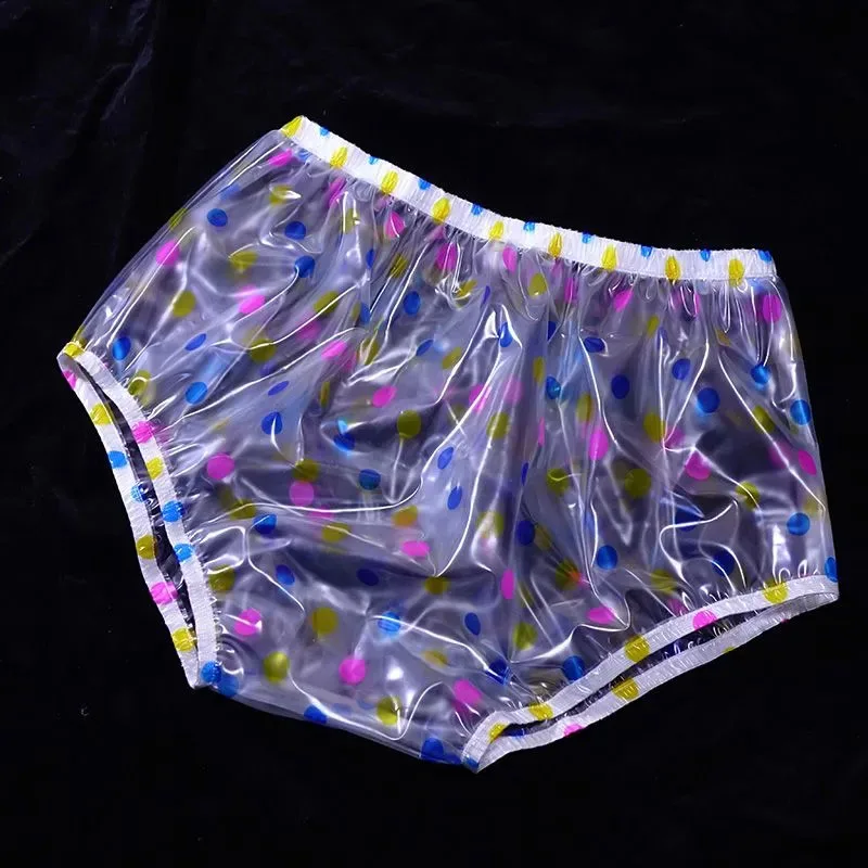 Sous-vêtement en plastique optique PVC, culotte taille haute, imperméable, doux et silencieux, ABDL