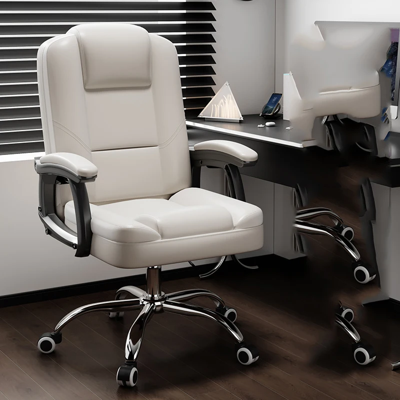 Modern Office Chair with Thick Cushion Adjustable Backrest Armrests for All Day Comfort in Conference Study or Gaming