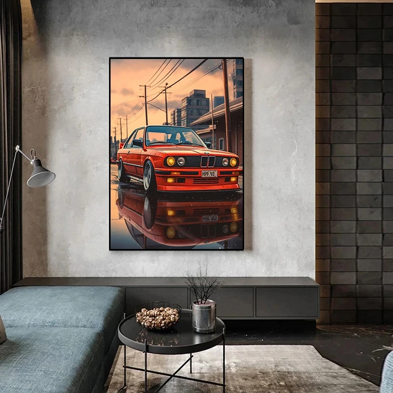 1pc frameless Modern Canvas Painting Cars BMW E30 M3 Posters and HD Prints Wall Art Pictures for Room Decoration Living Room Off view 4