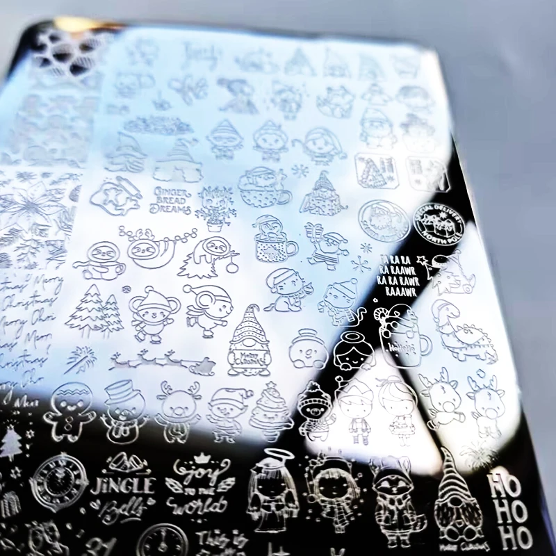 1 pz Di Natale Unghie Artistiche Stamping Piastra Fiocco di Neve/Albero di Natale/Alce/Papbo Natale Unghie artistiche Stampa Stencil FAI DA TE Unghie decorat Strumento