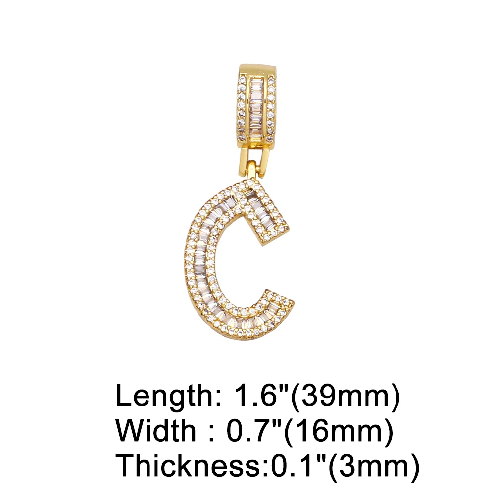 OCESRIO 26 Letter Charms for Necklace Earring Gold Plated Copper CZ Alphabet DIY Pendant Jewelry Making Supplies pdta696