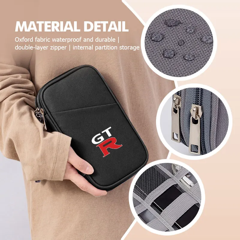 Travel Data Cable Organizer Pouch Carry Case Portable Storage Bag For Nissan GTR NISMO JDM R32 R33 R34 Teana Skyline Kawasaki view 5