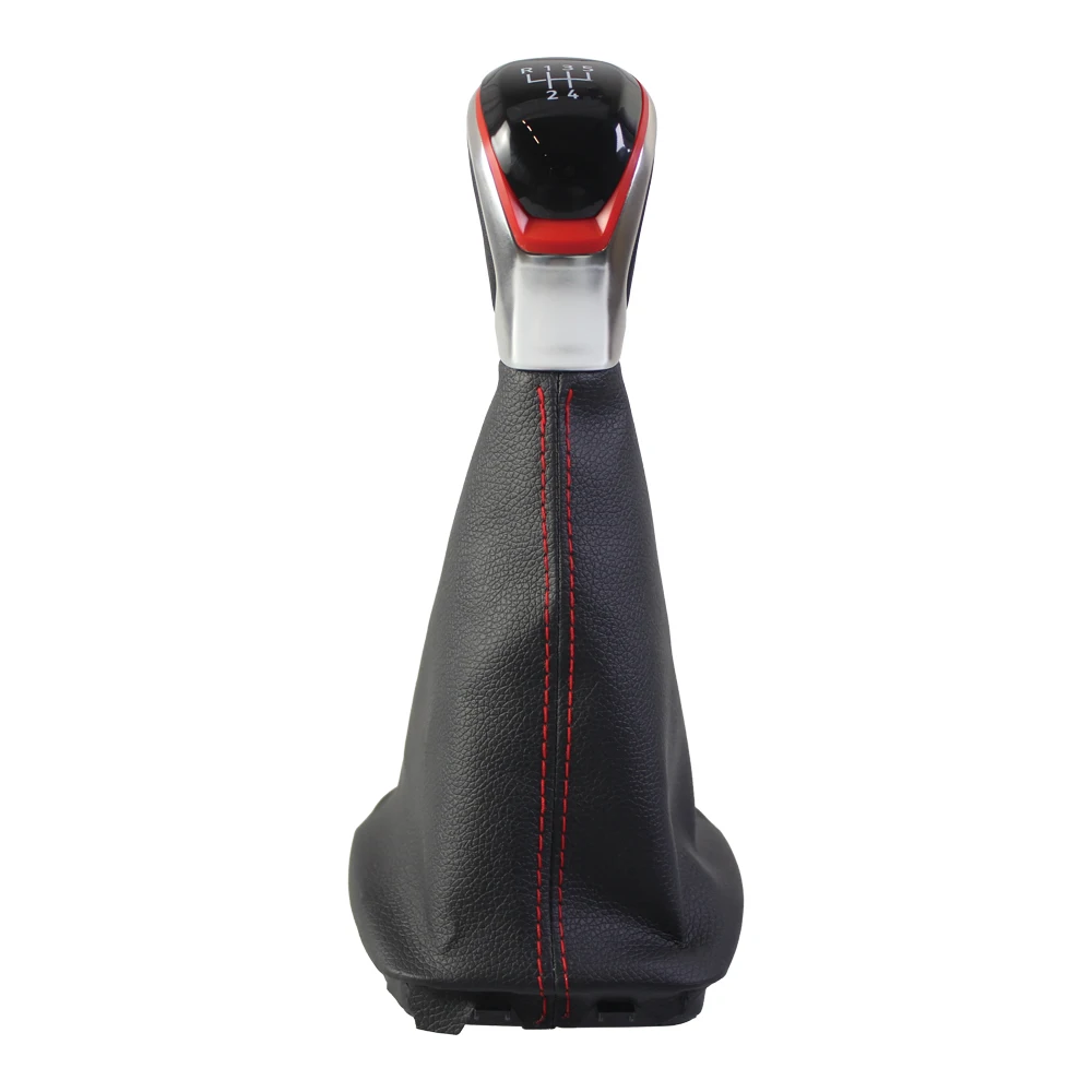 

5/6 Speed Gear Shift Knob With Gear Shift Boot for Skoda For Fabia MK1 2000-08 Plastic Artificial Leather Red Complete Set