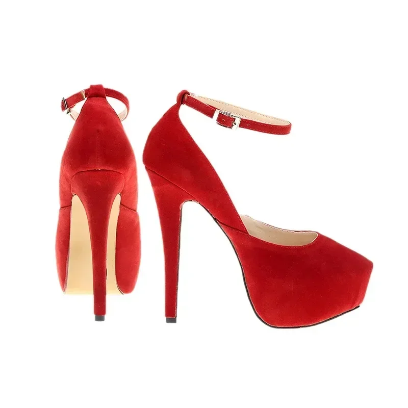 Women Stilettos Pumps Crossdresser Sexy Platform Peep Toe 14cm Extremely High Heels Party Nighclub Customize Color Wedding Shoes
