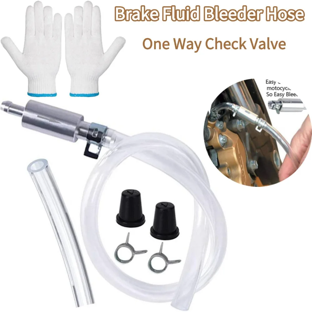 NEW Brake Fluid Bleeder Hose with One-Way Non-Return Check Valve Auto Car Vehicle Motorcycle Brake Bleeder Hose Kit with Clamps