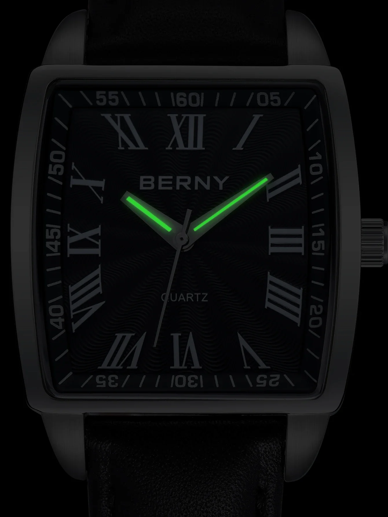 BERNY Quartz Men\'s Watch Vintage Business High-end Luxury Watches for Men Leather Strap Waterproof Dress Wristwatch Male Clock