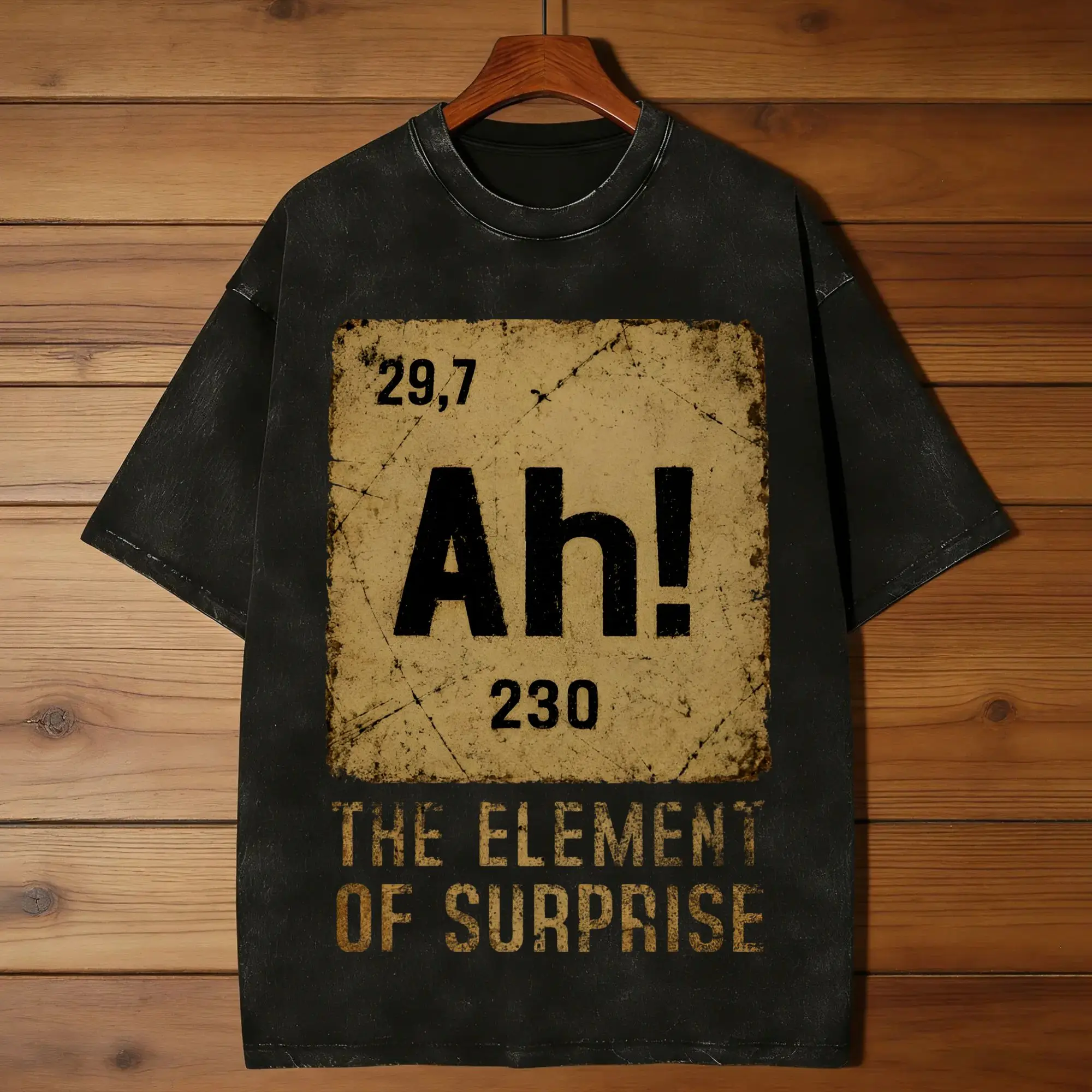 Ah! The Element of Surprise Washed T-Shirt Man  Aesthetic Cotton T-Shirts O Neck Trendy Cool Tee Shirt Custom DIY Oversized Tops