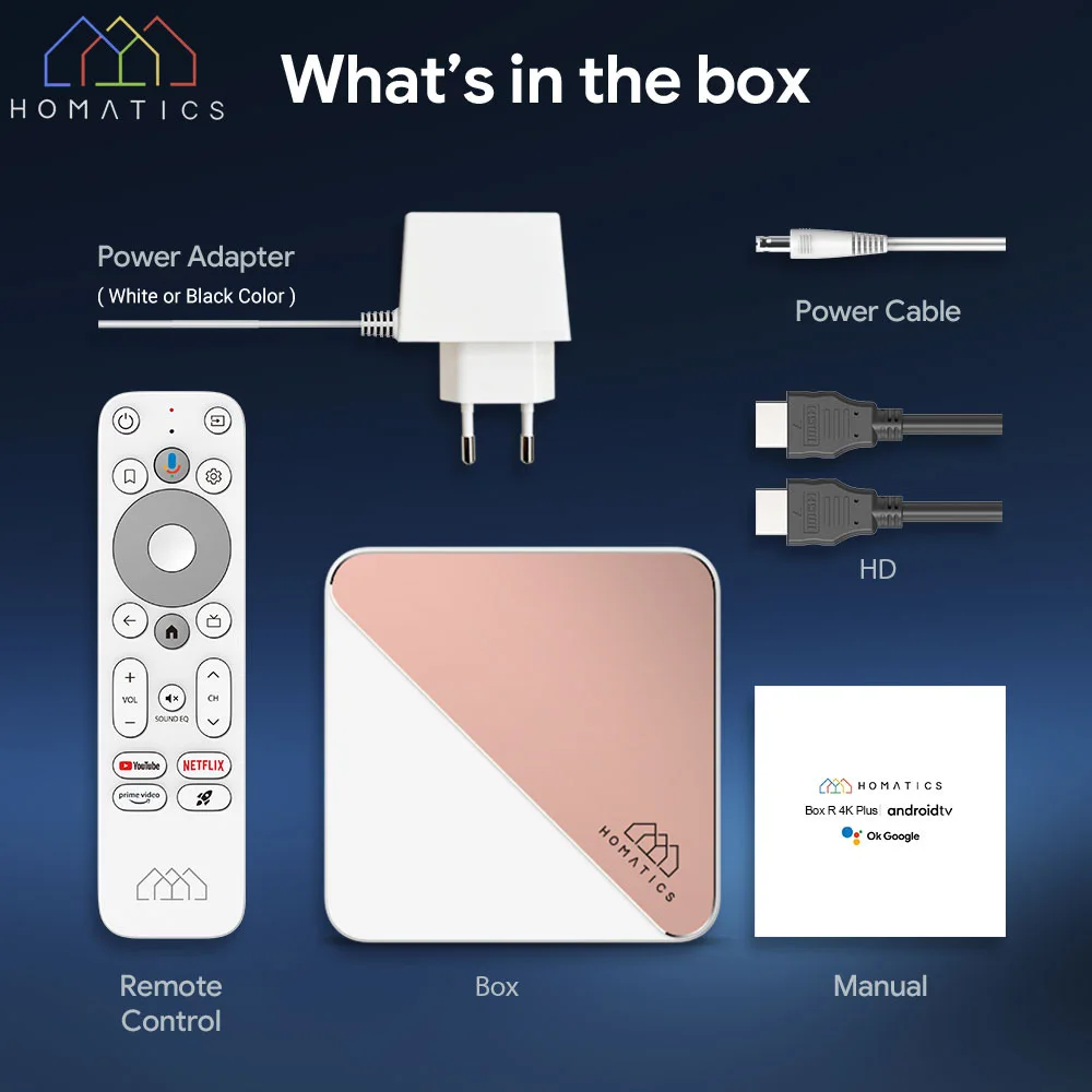 HOMATICS Box R 4K Plus TV Box AndroidTV 14 ATV Netflix Google معتمد Amlogic S905X4 DTS Audio Dolby Vision Atmos Wifi6 1000M
