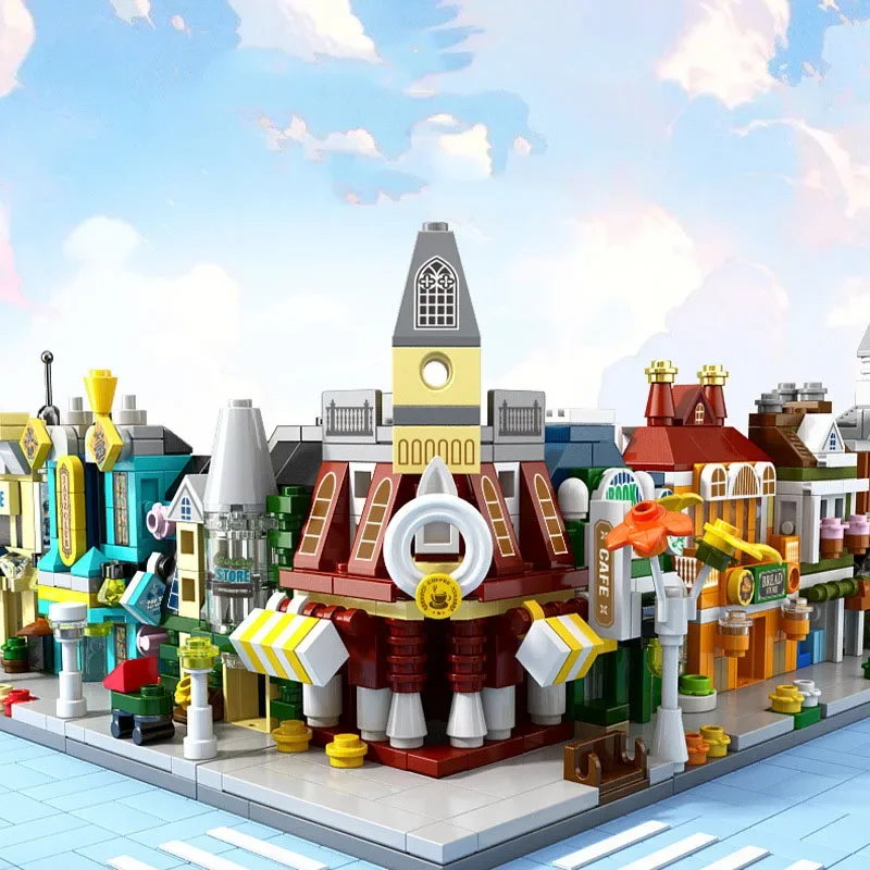 Mini Europäischen Kommerziellen Straße Bausteine Stadt Shop Jazz Club Architektur Ziegel Street View Modell Spielzeug Für Kinder Geschenk