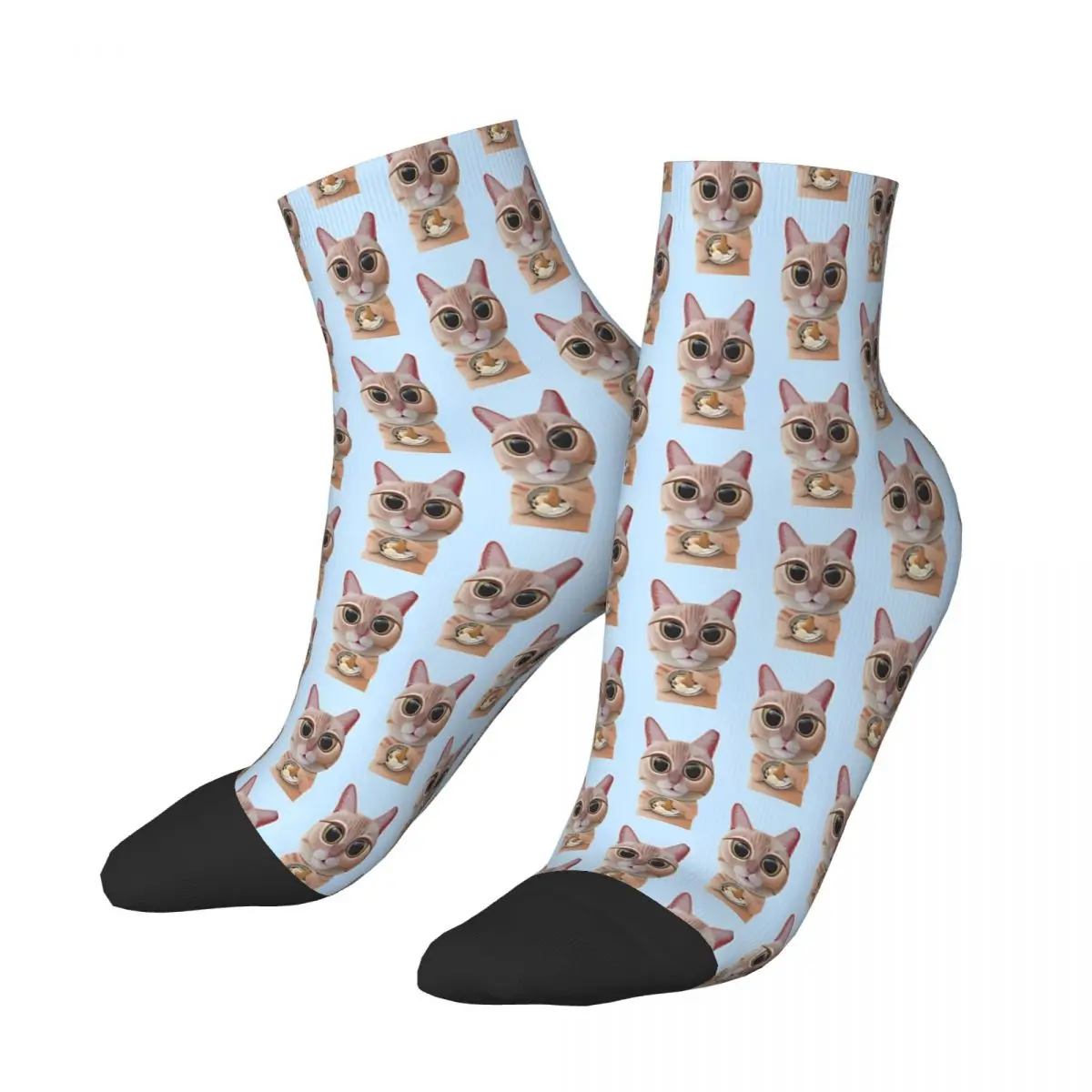 Tamaow Original Cat Portrait Elsa With Soft Boil Egg And Kaya Toast Ankle Socks Male Mens Women Autumn Stockings Printed