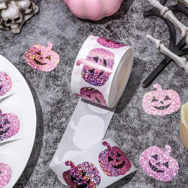 G6KF 500 قطعة من ملصقات الليزر الهالوين لتزيين موضوع اليقطين للاحتفال بالمهرجان