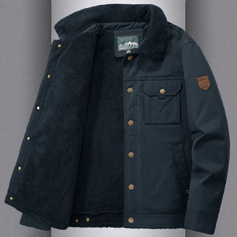 

Мужская зимняя рабочая куртка из хлопка с утепленной флисовой подкладкой, теплая, большого размера, морозостойкая, модная, повседневная, стильная