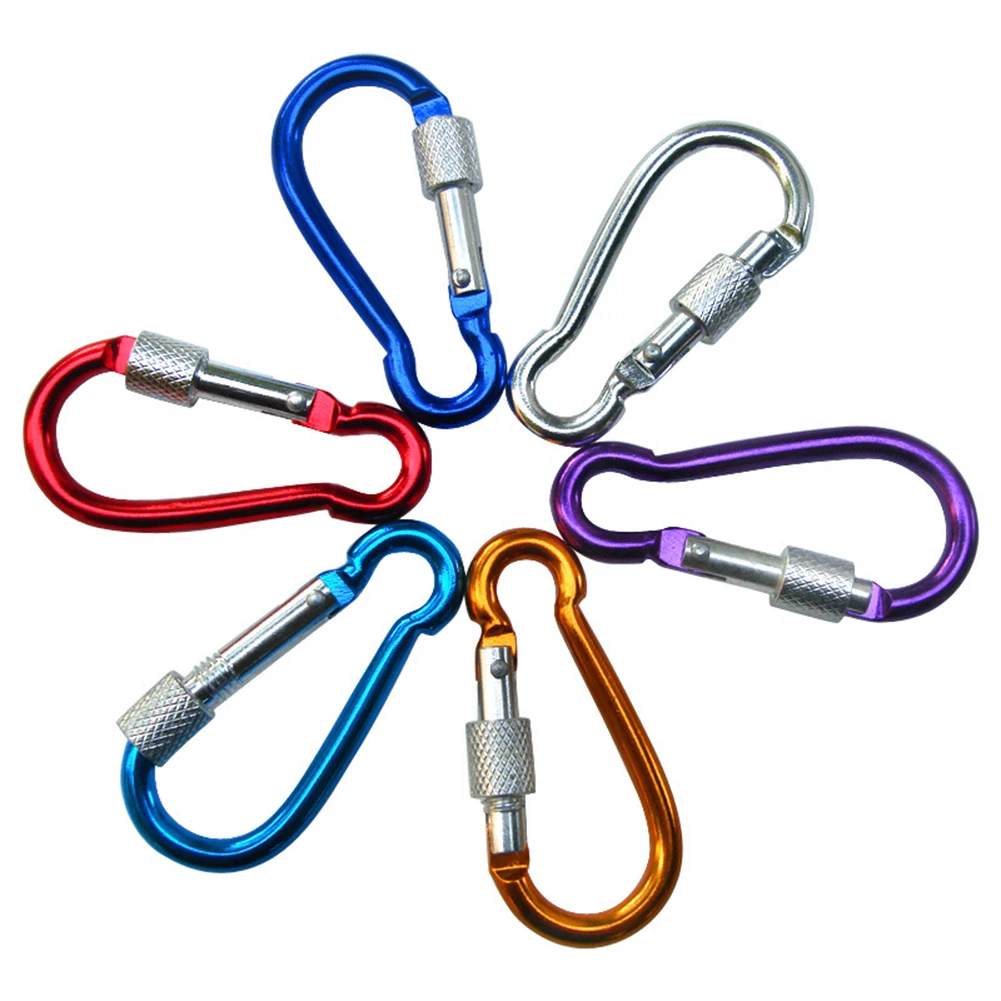 3pcs Carabiners Random Color Outdoor Aluminum Alloy D-Rings Climbing Carabiner With Lock Hang Buckle Kettle Buckle Accessories