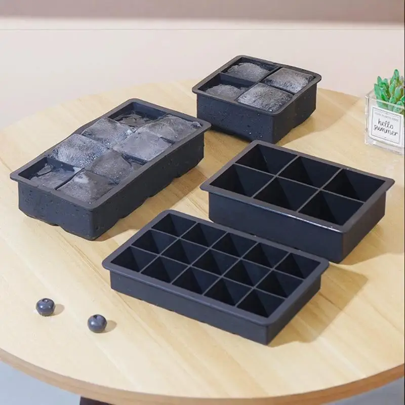 Food Grade Silicone Ice Cube Mold with Lid 6/15 Grids Stackable Large Ice Tray for  Coffee Party Drinks