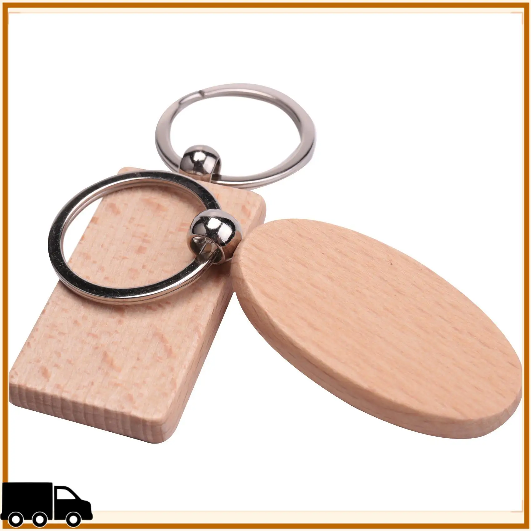 

A35M-40 Pcs Blank Wooden Key Chain DIY Wood Keychains Key Tags Gifts,20 Pcs Oval & 20 Pcs Square