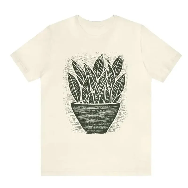 House Plant Vintage T Shirt Linocut Like Lady Tee