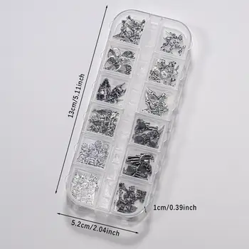 12格3D萬聖節龐克復古合金十字美甲飾品 Y2K哥德金屬槍黑銀骷髏,十字美甲DIY酷美甲配件 10 最佳銷售 釘十字架吊墜 - №6