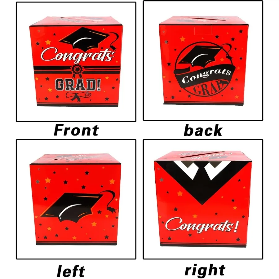 Red Graduation Card Box 2025 Modern Foldable Card Box Holder for College High School Graduation Party Decorations Class of 2025