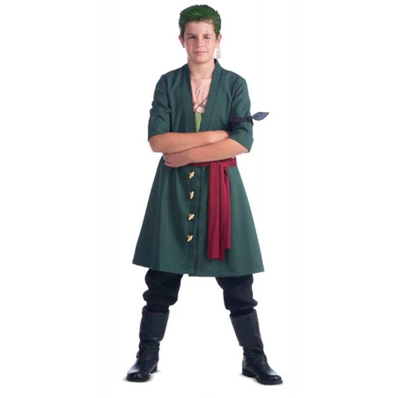 Anime Muscle Luffy Cosplay Costume pour Enfants, Costume Roronoa Zoro, Vert, Halloween, Garçon, Enfant