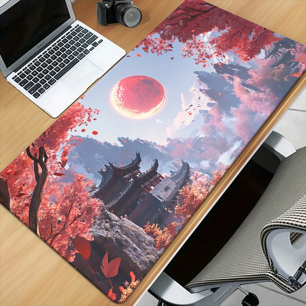 SAKURA และ Sunset Design ขนาดใหญ่ยางลื่น Mousepad แป้นพิมพ์ตกแต่ง Desktopmat เหมาะสําหรับสํานักงานและบ้าน 40*90 ซม