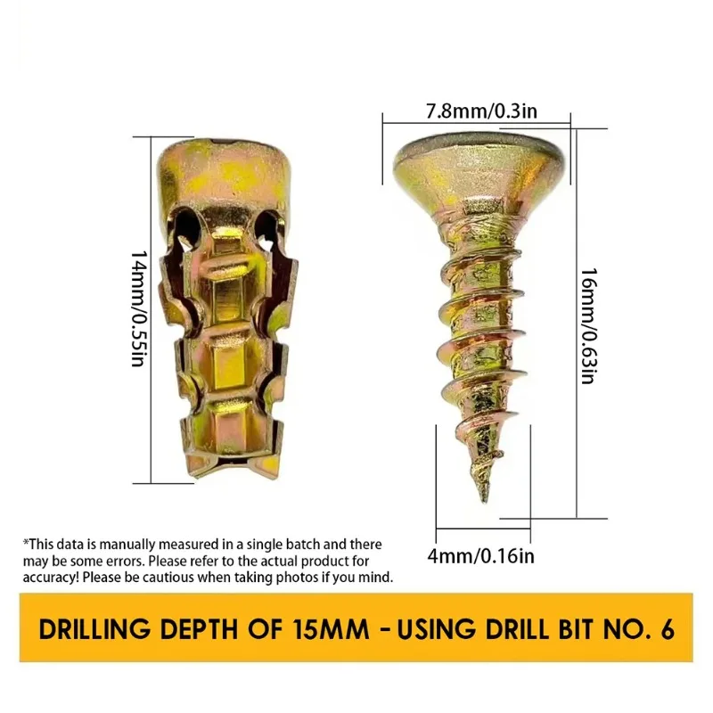 6*14mm Door Hinge Thread Repair Screws Short Expansion Wall Anchors Stripped Thread Repair Fixer Steel Self Tapping Screws