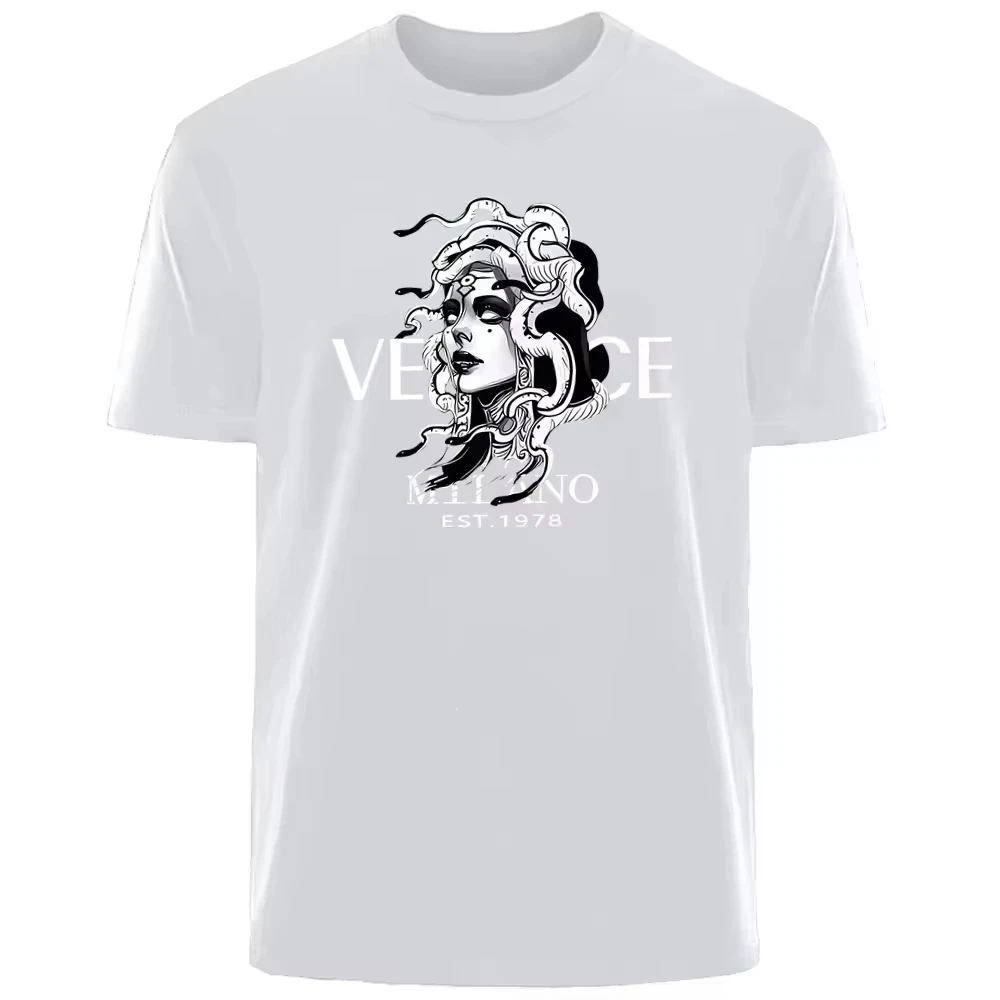 2026 Neue Italienische Beliebte Sommer-Medusa-Fotodruck T-Shirts für Tägliches Pendeln und Sport für Männer und Frauen – Detail 5