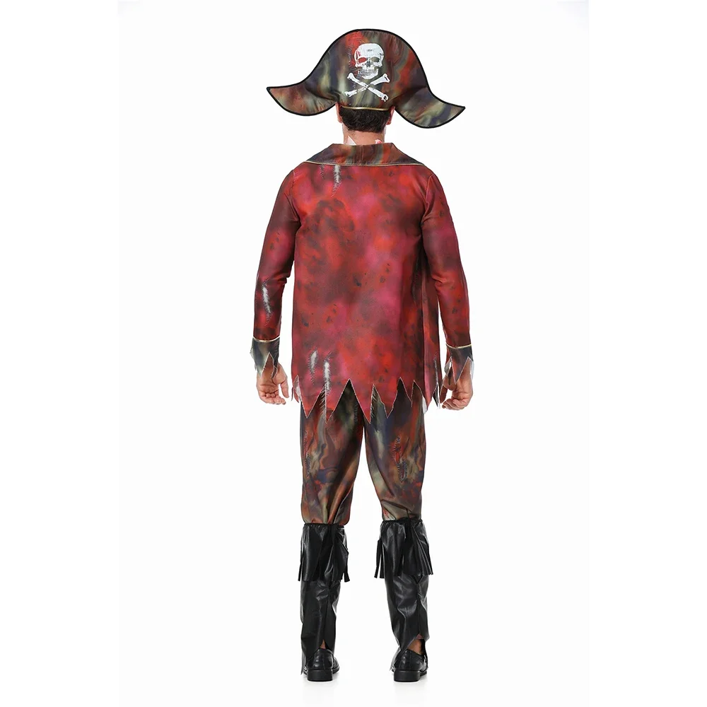 

New Halloween Captain Zombie Costume Carnival Party Dress With Hat Pirate Captain Costume Women Men Vampire Witch Cosplay