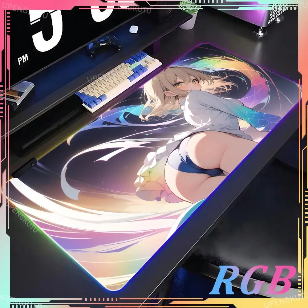 

Anime_Girl RGB gaming mouse pad Computer desk accessories Luminous desk pad Pad RGB Gaming desk accessories mouse pad