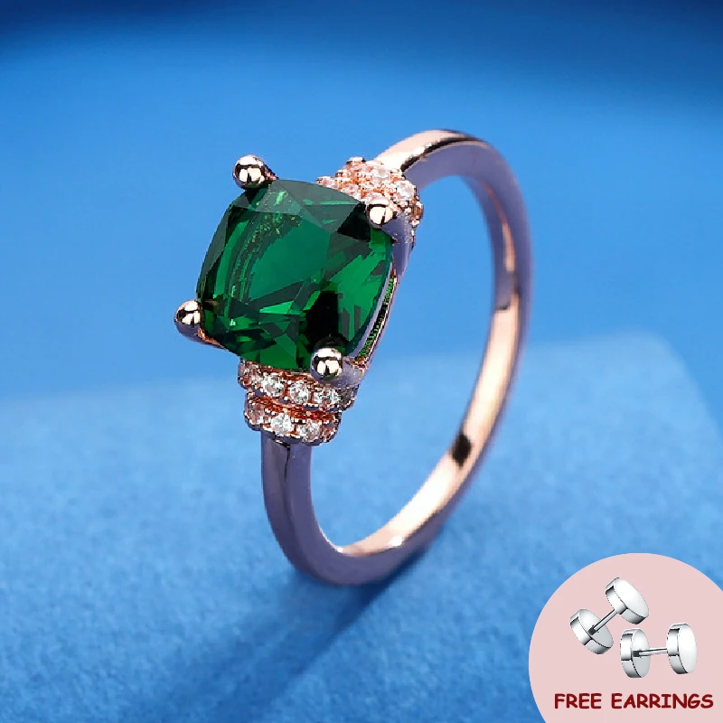 

Classic Emerald Zircon Ring 925 Silver Jewelry for Women Wedding Engagement Party Bridal Gift Finger Rings Accessories Wholesale