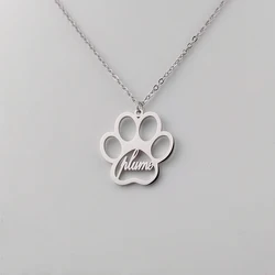 Collar con nombre personalizado, collar con forma de pata de perro, collar personalizado con estampado de pata, hueso inicial, abalorio para mascota, regalo de joyería