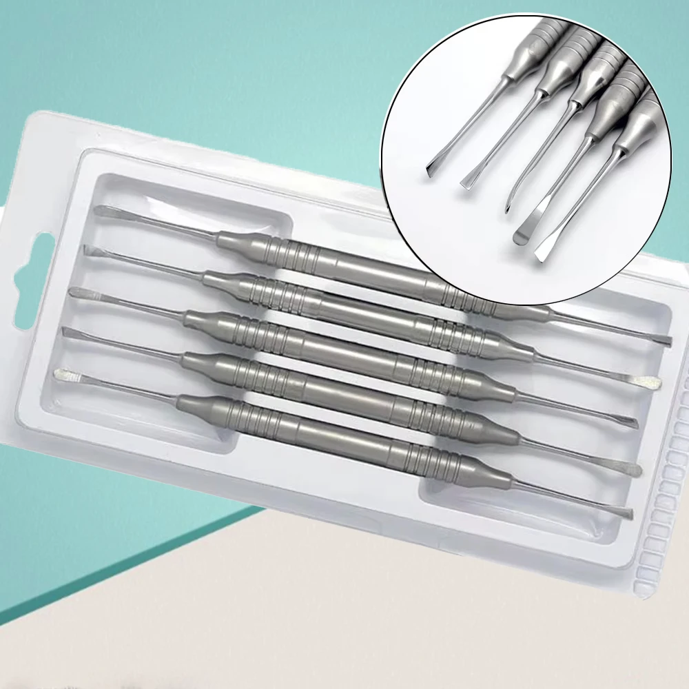 

5 шт., набор инструментов для зубных имплантатов, пародонтальный лифт из нержавеющей стали, хирургия полости рта, двухсторонние стоматологические инструменты, профессиональный набор