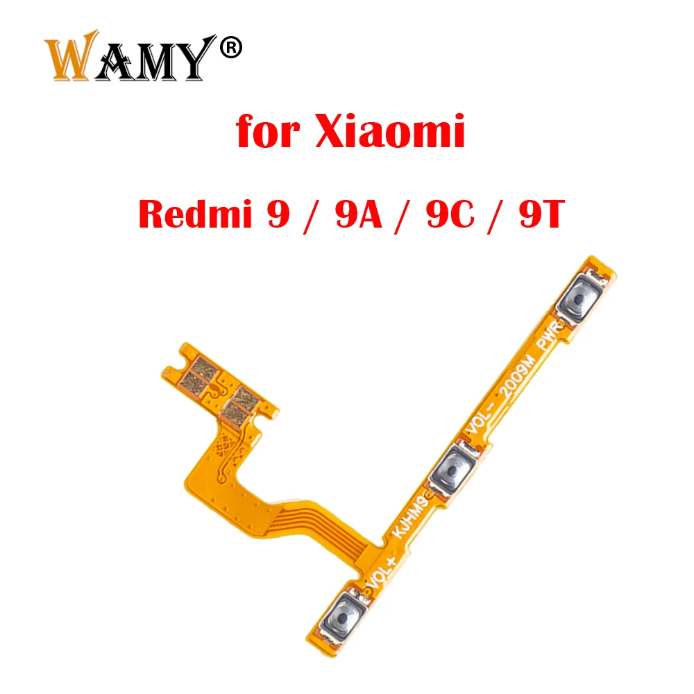 Interruptor chave lateral para xiaomi redmi 9/9a/9c/9t, botão de controle liga/desliga, volume, cabo flexível, peças de reparo, novo