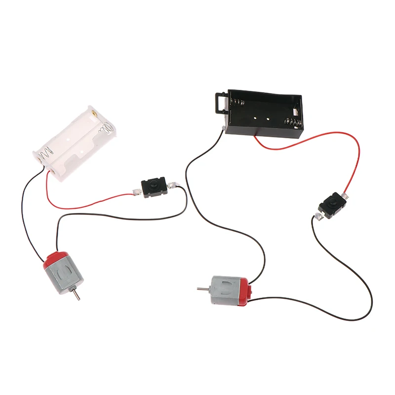 Black White 130 Motor Kit With 2xAA Battery Storage Case And Switch 16500 RPM Mini DIY Electronic Motor Circuit Models Kit