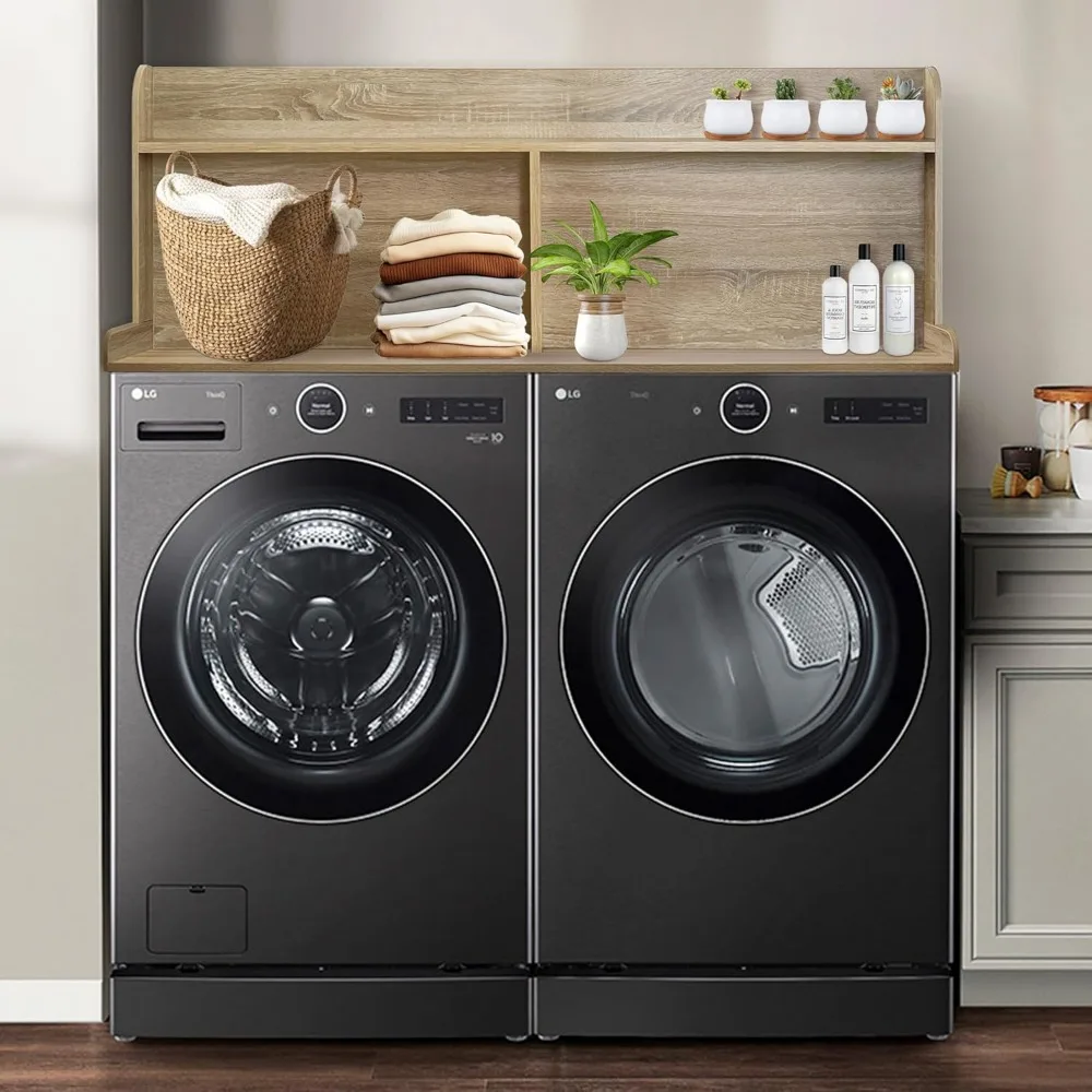 Comptoir à linge avec étagère de 20 pouces, ajustement universel, comptoir pour lave-linge et sèche-linge avec espace de rangement, rangement pour buanderie