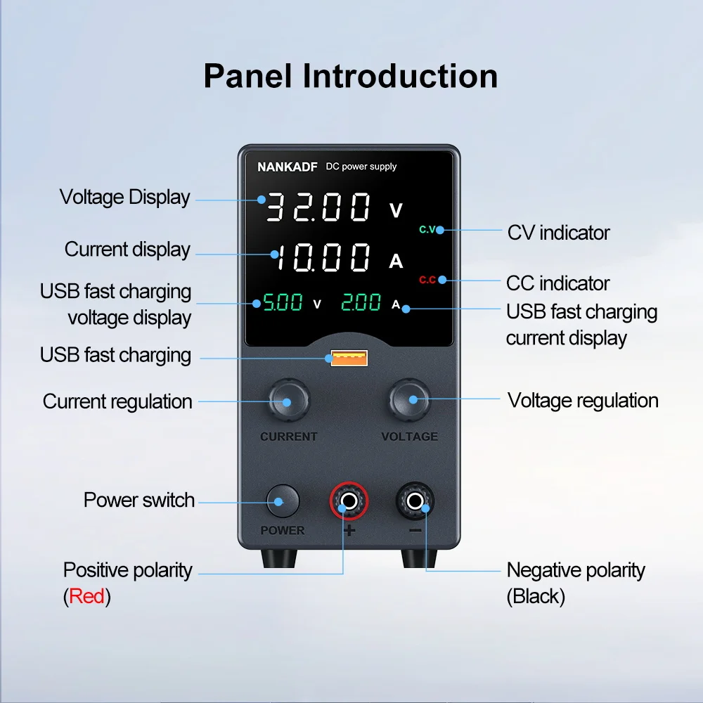 Imagem -05 - Nankadf-fontes de Alimentação de Laboratório Regulador Ajustável Comutação de Mesa Display de Carregamento Rápido Usb 32v 62v 120v